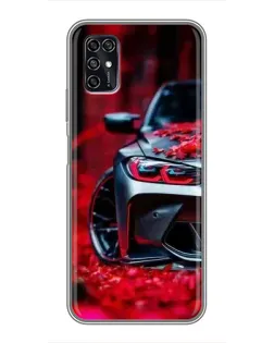 Чехол для ZTE Blade V2020 Smart с картинкой «Спортивная BMW и цветы»