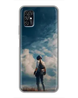 Чехол для ZTE Blade V2020 Smart с картинкой «Герой PUBG на скале»