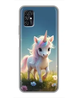 Чехол для ZTE Blade V2020 Smart с картинкой «Единорог на поляне»