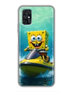 Чехол для ZTE Blade V2020 Smart с картинкой «Спанч Боб на гидроцикле»
