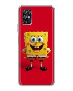 Чехол для ZTE Blade V2020 Smart с картинкой «Спанч Боб на красном»
