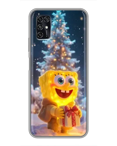 Чехол для ZTE Blade V2020 Smart с картинкой «Рождественский Спанч Боб»