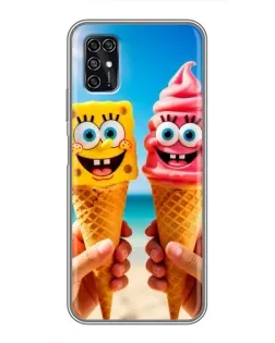 Чехол для ZTE Blade V2020 Smart с картинкой «Спанч Боб мороженое»