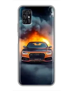 Чохол для ZTE Blade V2020 Smart з картинкою «Audi у вогняному диму»