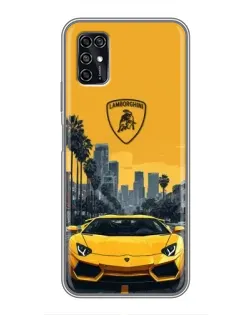 Чехол для ZTE Blade V2020 Smart с картинкой «Желтый Lamborghini город»