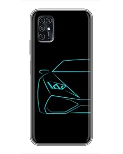 Чехол для ZTE Blade V2020 Smart с картинкой «Голубой силуэт Lamborghini»