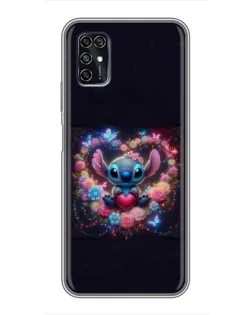 Чохол для ZTE Blade V2020 Smart з картинкою «Stitch у квітах»