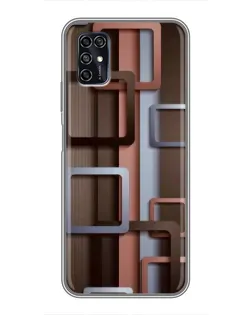 Чохол для ZTE Blade V2020 Smart з картинкою «Коричневі об'ємні квадрати»