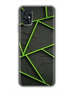 Чехол для ZTE Blade V2020 Smart с картинкой «Зеленые геометрические линии»