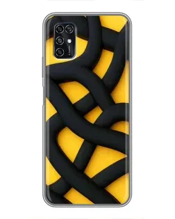 Чехол для ZTE Blade V2020 Smart с картинкой «Черное желтое переплетение»