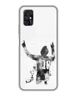 Чехол для ZTE Blade V2020 Smart с картинкой «Черно-белый силуэт Месси» Чехол для ZTE Blade V2020 Smart с картинкой «Черно-белый силуэт Месси»