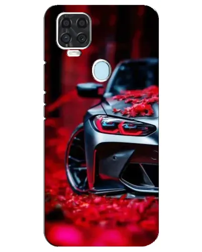 Чехол для ZTE Blade V2020 с картинкой «Спортивная BMW и цветы»
