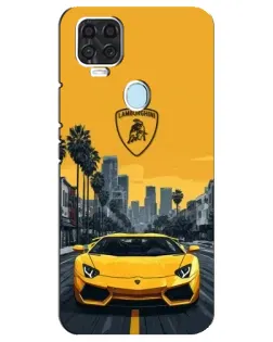 Чохол для ZTE Blade V2020 з картинкою «Жовтий Lamborghini місто»
