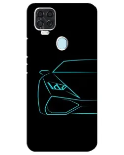 Чохол для ZTE Blade V2020 з картинкою «Блакитний силует Lamborghini»