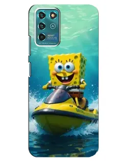 Чехол для ZTE Blade V30 Vita с картинкой «Спанч Боб на гидроцикле»