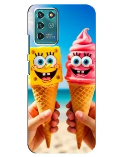 Чехол для ZTE Blade V30 Vita с картинкой «Спанч Боб мороженое»