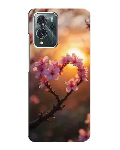 Чехол для ZTE Blade V40 Pro с картинкой «Розовый цвет сердце на фоне заката»