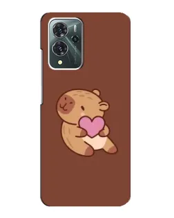 Чехол для ZTE Blade V40 Pro с картинкой «Капибара с сердцем»