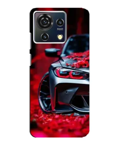 Чехол для ZTE Blade V50 Vita с картинкой «Спортивная BMW и цветы»