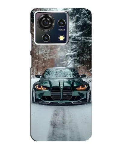 Чехол для ZTE Blade V50 Vita с картинкой «BMW в зимнем лесу»