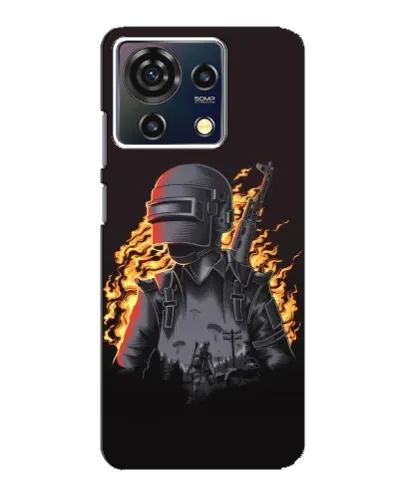 Чехол для ZTE Blade V50 Vita с картинкой «PUBG — огненный силуэт»