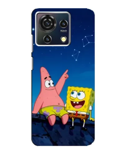 Чехол для ZTE Blade V50 Vita с картинкой «Губка Боб и Патрик ночью»