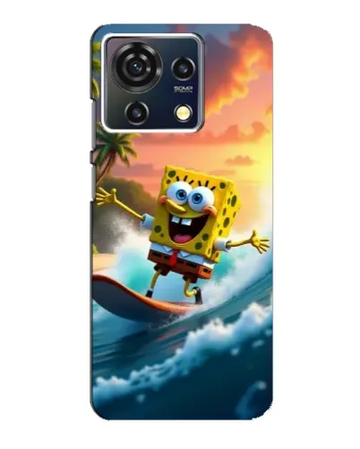 Чехол для ZTE Blade V50 Vita с картинкой «Губка Боб серфингист»