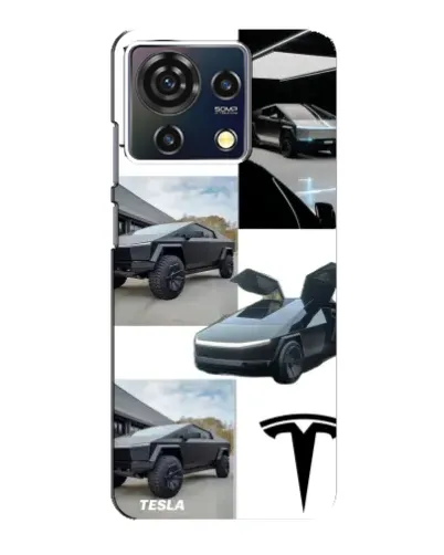 Чехол для ZTE Blade V50 Vita с картинкой «Коллаж Cybertruck Tesla»