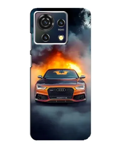 Чехол для ZTE Blade V50 Vita с картинкой «Audi в огненном дыму»