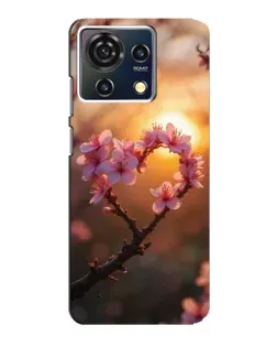 Чехол для ZTE Blade V50 Vita с картинкой «Розовый цвет сердце на фоне заката»