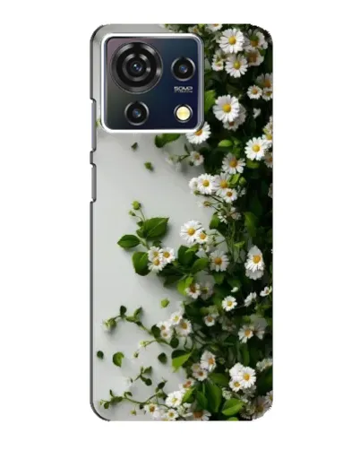Чехол для ZTE Blade V50 Vita с картинкой «Ветка мелких белых цветов»
