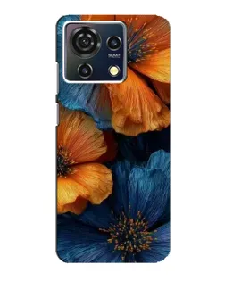 Чехол для ZTE Blade V50 Vita с картинкой «Яркая сине-оранжевая флора»