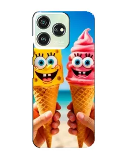 Чехол для ZTE Blade V50 с картинкой «Спанч Боб мороженое»