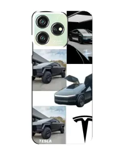 Чехол для ZTE Blade V50 с картинкой «Коллаж Cybertruck Tesla»