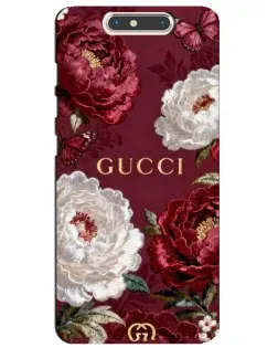 Чехол для ZTE Blade V8 с картинкой «Gucci — бордовые розы»