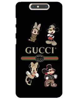 Чехол для ZTE Blade V8 с картинкой «Gucci — герои Disney и монограмма»