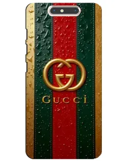 Чехол для ZTE Blade V8 с картинкой «Gucci — фирменная полоса и золото»