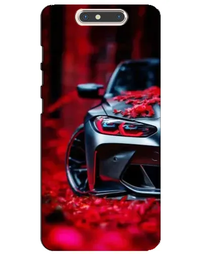 Чехол для ZTE Blade V8 с картинкой «Спортивная BMW и цветы»