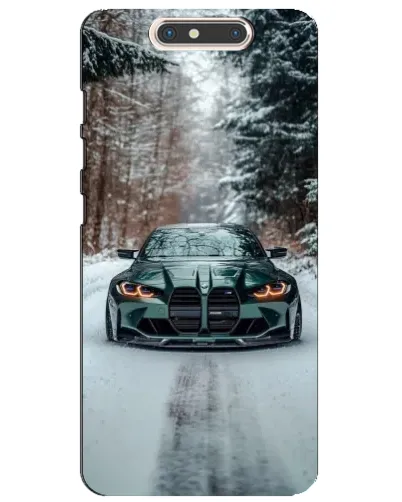 Чехол для ZTE Blade V8 с картинкой «BMW в зимнем лесу»