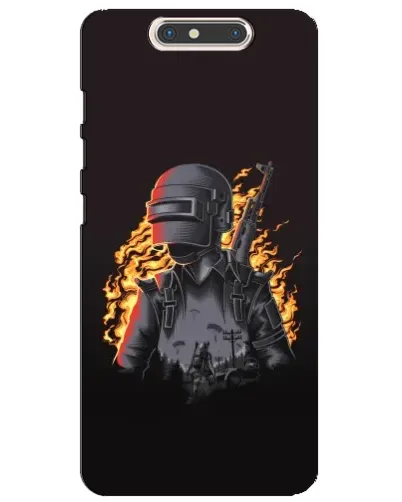 Чехол для ZTE Blade V8 с картинкой «PUBG — огненный силуэт»