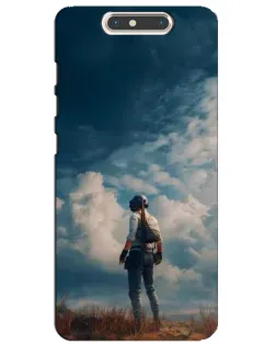 Чехол для ZTE Blade V8 с картинкой «Герой PUBG на скале»
