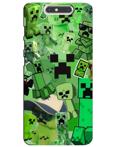 Чехол для ZTE Blade V8 с картинкой «Криперы Minecraft»