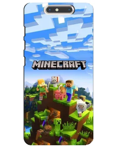 Чехол для ZTE Blade V8 с картинкой «Minecraft классический мир»