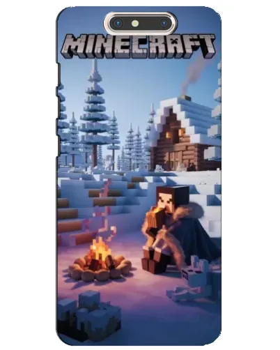 Чехол для ZTE Blade V8 с картинкой «Зимний Minecraft»