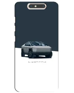 Чехол для ZTE Blade V8 с картинкой «Серебристый Cybertruck Tesla»