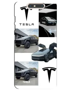 Чехол для ZTE Blade V8 с картинкой «Коллаж Cybertruck Tesla»