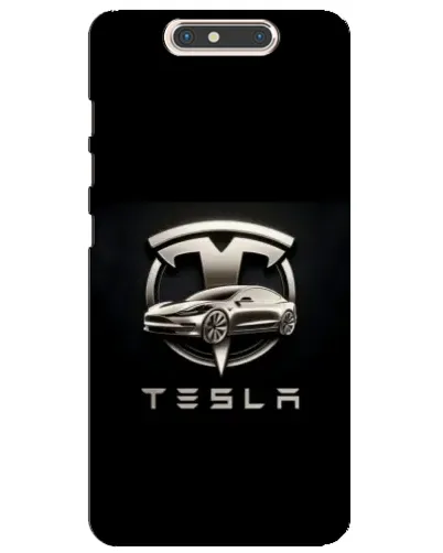 Чехол для ZTE Blade V8 с картинкой «Tesla — серебристое авто»