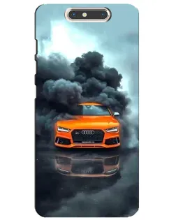 Чехол для ZTE Blade V8 с картинкой «Audi в облаках дыма»