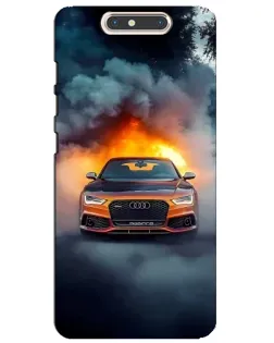 Чехол для ZTE Blade V8 с картинкой «Audi в огненном дыму»