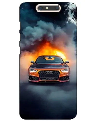 Чехол для ZTE Blade V8 с картинкой «Audi в огненном дыму»